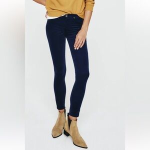AG THE LEGGING ANKLE Super Skinny Ankle Lamb Suede Deep Navy pant NWT